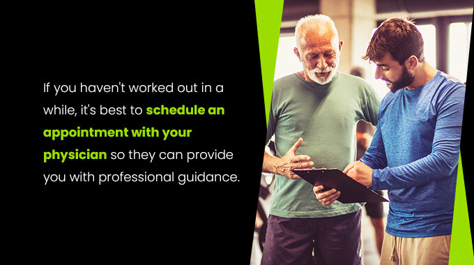 senior working with a trainer 