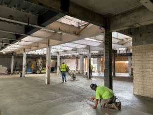 1st floor concrete installation in main lobby