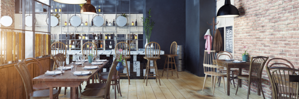 coffee shop with wooden tables and chairs