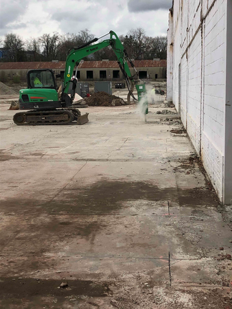 Breaking up concrete slab