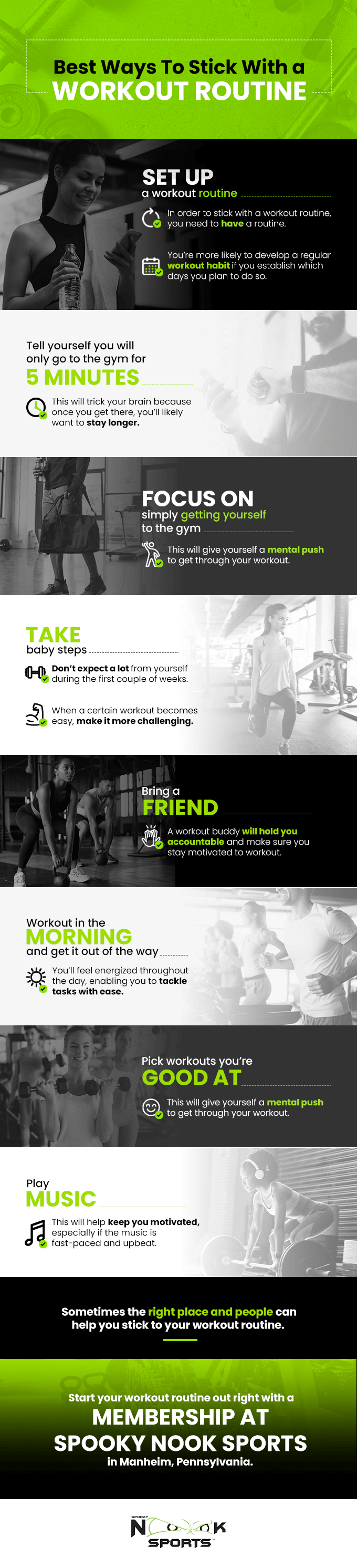 best ways to stick with a workout routine - infographic
