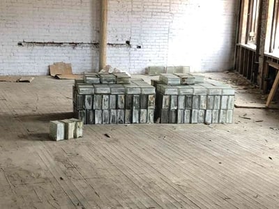 SALVAGED GLASS BLOCK FROM BUILDING A’S EXTERIOR