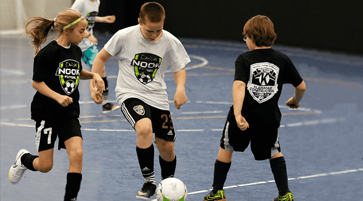 children playing futsal at Spooky Nook Sports in Manheim, PA