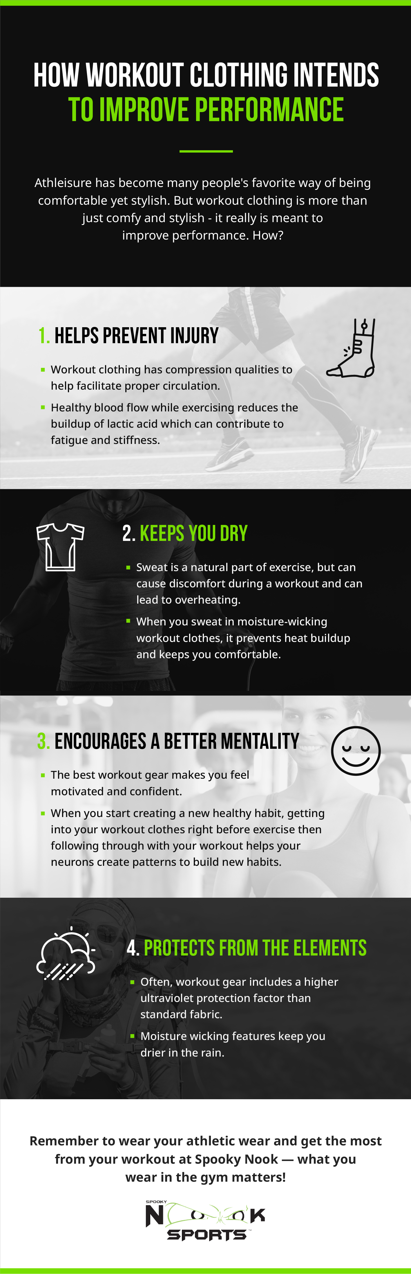 Infographic discussing how workout clothing improves performance