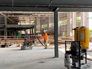 polishing concrete flooring on 2nd floor