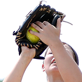 softball catching a pop fly