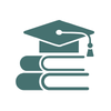 books graudation cap green icon