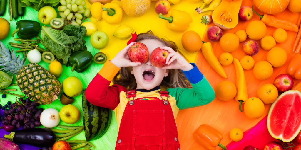 Child with Healthy Foods